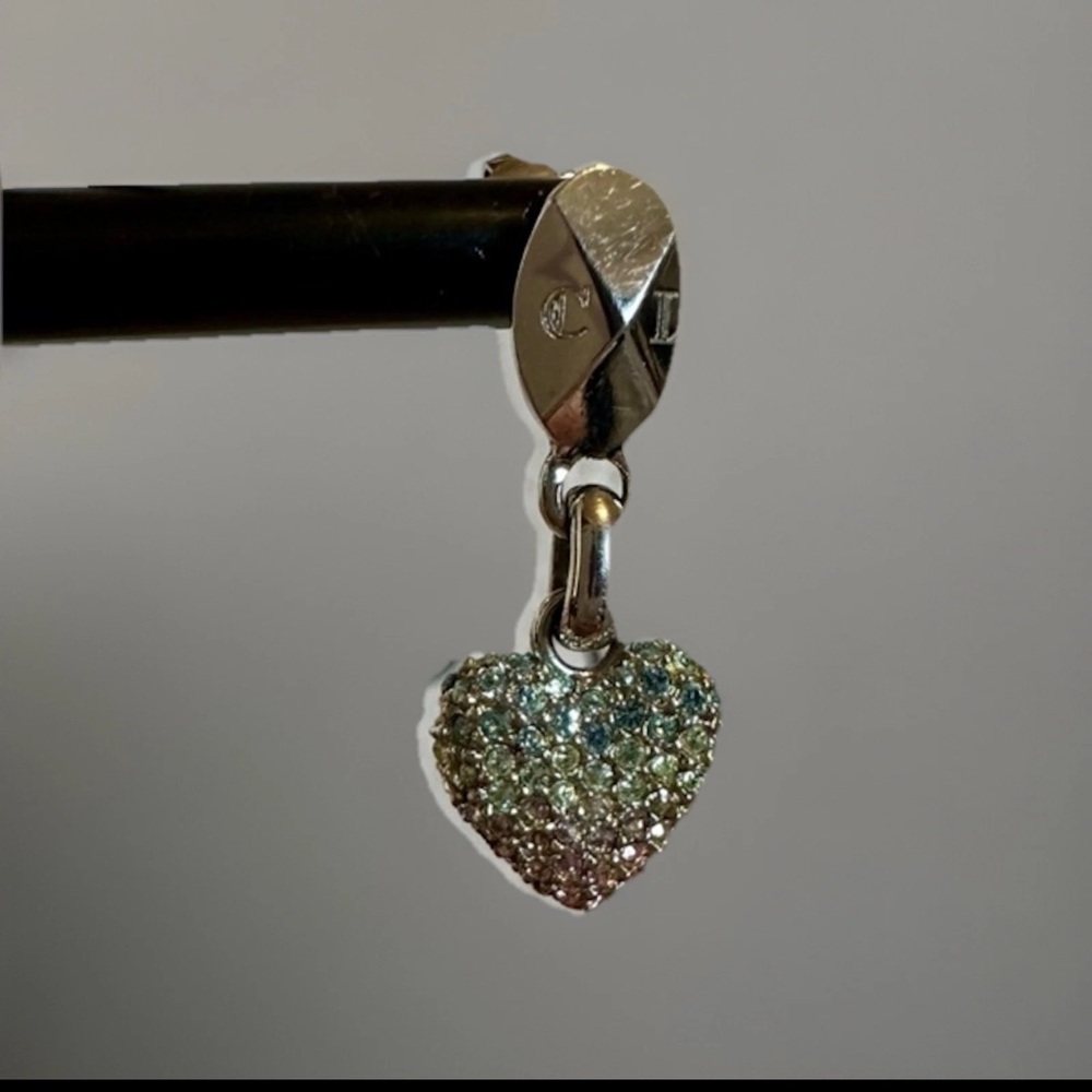 Dior Multicolor Crystal Heart Dangle/Drop Pierced Earrings - Picture 7 of 9